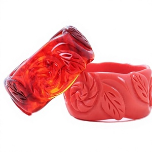 Ensemble de bracelets vintage en résine acrylique géométrique, noir et blanc, à pois et rayés, bijoux fantaisie faits à la main, unisexes, pour femme - Product Image 5