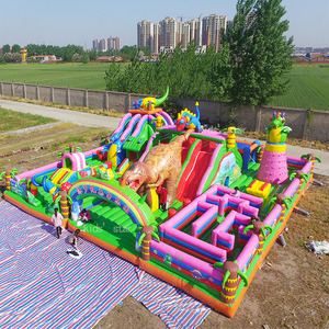 Château gonflable commercial géant pour enfants et adultes, avec toboggan et parcours d'obstacles, pour parc d'attractions extérieur, écologique - Product Image 1