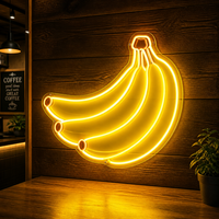 Enseigne néon LED personnalisée en forme de banane pelée, jaune et blanc, néon flexible pour décoration murale, idéale pour café, bar à jus, usage publicitaire, avec télécommande