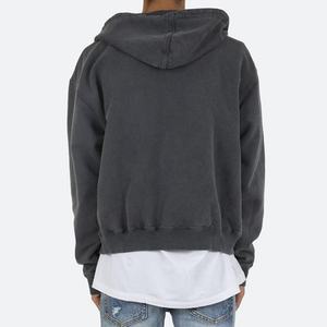 Sudadera con capucha de diseño personalizado, con doble cremallera, con pedrería, lavado ácido, 100% algodón estampado, estilo oversize, de peso pesado, tipo jersey, vintage - Product Image 4