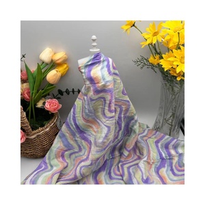 Conception personnalisée imprimé numérique Peach Blossom crêpe tissé tissu coloré 140GSM léger 100% polyester pour robe - Product Image 6