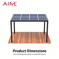 Pergola solaire électrique BIPV avec télécommande, panneau photovoltaïque, pergola rétractable en aluminium électrique avec éclairage LED