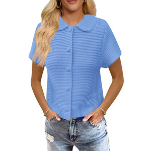 Pull d'été d'automne tricoté léger et ample pour femmes Commerce extérieur transfrontalier pour <span class=keywords><strong>Amazon</strong></span> Explosions Boucle Col avant - Product Image 3