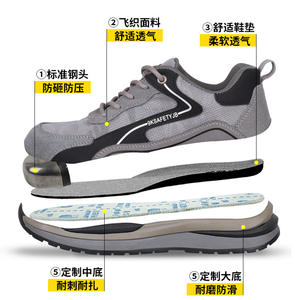 Zapatos de Seguridad Jinyu con Puntera de Acero, Bajos, Unisex, Anti-Impacto, Resistentes a Pinchazos, Transpirables, Calzado de Trabajo Informal - Product Image 2