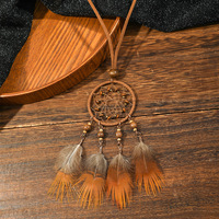 Colliers pendentifs Comiya vintage tendance western en alliage, attrape-rêves tissé à la main avec plumes, cadeaux rétro pour anniversaires et mariages