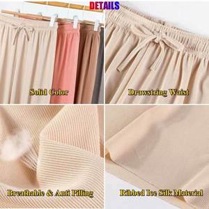 I-0287 New Women Summer Loose <b>Pants</b> High Waist Wide Leg Ice Silk Trousers Lady Casual Long <b>Pants</b> - Product Image 6
