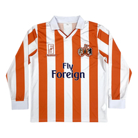 Maillot de football rétro OEM à rayures verticales à manches longues avec col polo personnalisé, logo personnalisé, badge, nom, numéro, maillot de sport pour homme