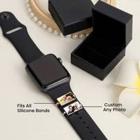 Breloque personnalisée pour bracelet de montre connectée avec photo, accessoire de bracelet de montre en acier inoxydable, cadeau commémoratif pour femmes et hommes