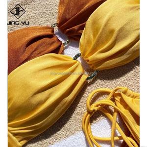 Nouvelle conception, marque privée, logo personnalisé, bikinis de couleur, tissu écologique, ensemble de bikinis, bikinis deux pièces, maillots de bain 2024 - Product Image 3