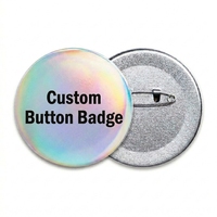 Badge bouton rond holographique en fer sans nickel, imprimé UV personnalisé, pour événements, cadeaux promotionnels, marquage personnalisé