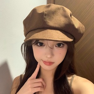 Brown Canvas Beret For Women 58-60Cm Spring Autumn Breathable Octagonal Hat Japanese Retro Style <b>Painter</b> Cap - Product Image 3