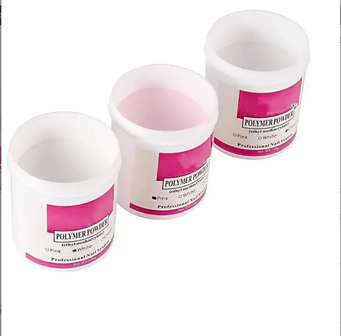 Poudre acrylique polymère pour nail art, blanc, rose, transparent, 120ml, à trempage, extensions, pour construction de ongles