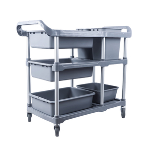 Chariot de service de nettoyage à 3 niveaux en plastique pour hôtel, restaurant, cuisine, <span class=keywords><strong>vaisselle</strong></span>, chariot de rangement mobile avec roues verrouillables - Product Image 1