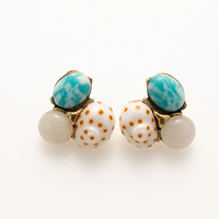 Boucles d'oreilles clous bohèmes en coquillages et pierres, plaquées or, avec perles turquoise, pour femme, bijoux fantaisie