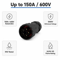 Connecteur d'alimentation circulaire étanche IP67 50A 120A 150A M40 à 5 broches pour stockage d'énergie, idéal pour pack de batteries solaires hors réseau