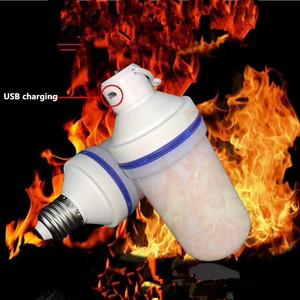LED USB recargable dos llama <span class=keywords><strong>l</strong></span>ámpara de simulación dinámica casa atmósfera Luz de camping al aire libre de emergencia llama bombilla colgando <span class=keywords><strong>l</strong></span> - Product Image 3