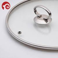 Tutup Panci Kaca Temper Datar Tipe G dengan Bingkai Stainless Steel Tahan Lama, Tahan Panas, Transparan, Ramah Lingkungan untuk Panci dan Wajan