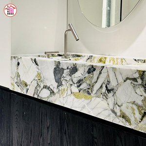 Plan de toilette en marbre naturel <span class=keywords><strong>Primavera</strong></span> poli avec lavabo intégré pour villas de luxe et hôtels – Plans de toilette sur mesure - Product Image 2