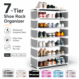 Étagère à <span class=keywords><strong>Chaussures</strong></span> Métallique Multifonctionnelle en Gros, Organisateur <span class=keywords><strong>de</strong></span> <span class=keywords><strong>Chaussures</strong></span> à 3, 4, 5, 6 ou 7 Niveaux, Étagère <span class=keywords><strong>de</strong></span> <span class=keywords><strong>Rangement</strong></span> Anti-Poussière et Étanche pour Entrée <span class=keywords><strong>de</strong></span> Maison - Product Image 4