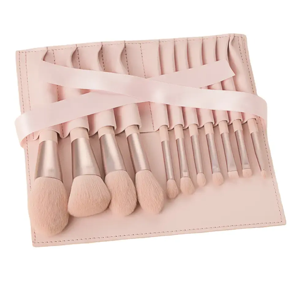 Fabricantes OEM 11 Pcs Fundação Buffing Vegan Profissional Private Label Rosa Maquiagem Cosméticos Brushes Set