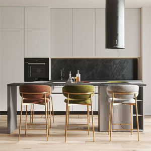 Tabouret <span class=keywords><strong>de</strong></span> <span class=keywords><strong>bar</strong></span> moderne et confortable en velours avec pieds en métal, dossier incurvé et robuste pour îlot <span class=keywords><strong>de</strong></span> cuisine ou comptoir - Product Image 3