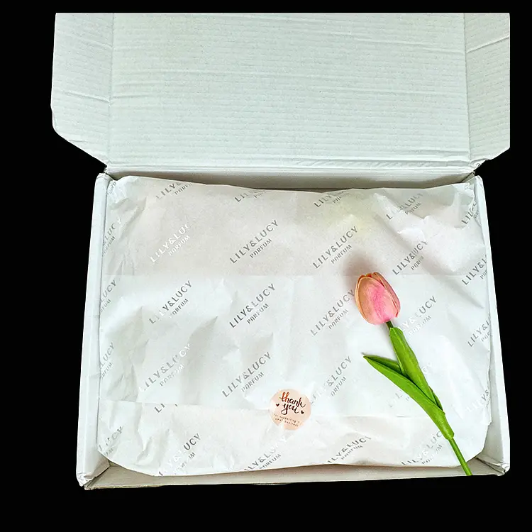 Kunden spezifisch bedrucktes Tissue-Geschenk papier zum Verpacken von Kleidung Schuhe Blumen Markenlogo Seidenpapier 17