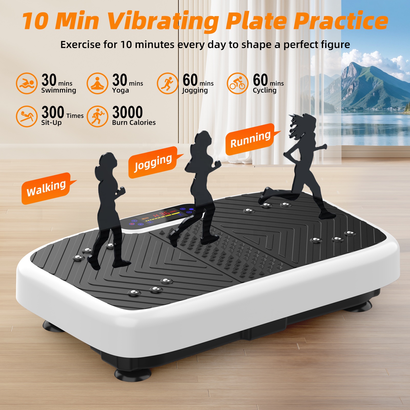 butterfly connect vibrator Sunny Health & Fitness Vibration Platform Machine with Resistance Bands main image 1