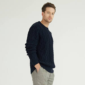 Winter Custom Cable Structure <strong>Men's</strong> <strong>Black</strong> Cashmere Wool Blend Crewneck Pullover <strong>Knitted</strong> Sweater <strong>Jumper</strong> for <strong>Men</strong> - Product Image 4