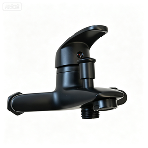 Robinet <span class=keywords><strong>de</strong></span> <span class=keywords><strong>douche</strong></span> mural classique en laiton et céramique, design noir mat, avec poignée unique et <span class=keywords><strong>curseur</strong></span>, ensemble <span class=keywords><strong>de</strong></span> mélangeur trois fonctions - Product Image 1