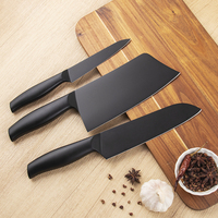Coffret de 3 couteaux de cuisine antiadhésifs avec manche creux en acier inoxydable, couteau utilitaire, Santoku, couteau à découper, couteau de chef pour les cuisiniers à domicile