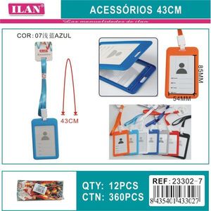 Porta badge verticale ILAN con cordino da 43 cm blu, accessorio per uso ufficio - Product Image 3