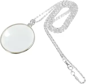 Collier grossissant Monocle, loupe collier 5X avec lentille en verre de 1.6 pouces et chaîne, pendentif grossissant oculaire