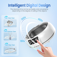 Nettoyeur ultrasonique domestique portable en acier inoxydable 48 kHz avec logo personnalisé, pour lunettes et bijoux, service OEM en gros
