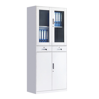 Mobilier de bureau moderne et simple à verrouillage pour hôpital classeur à demi-porte en verre 3 tiroirs Vente populaire
