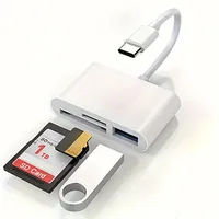 Lector de tarjetas de memoria USB C a SD/TF, lector de tarjetas USB C 3 en 1 compatible con iPhone 15 Pro, iPad, Mac, MacBook, portátil, Android, PC y accesorios