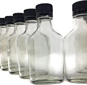 Bottiglia in Vetro per Liquori da 100 ml (3,3 Oz) con Tappi Neri, Fiaschetta Piatta in Vetro con Tappo a Vite in Alluminio - Product Image 3