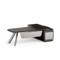 Bureau de direction convertible ergonomique de luxe, finition brillante, durable, écologique, Taiho Paint CEO Table E1 MDF, bureau moderne pour patron