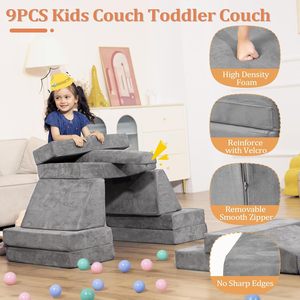 Sofá Infantil Moderno con Funda Lavable, Altura Ajustable, Plegable, Sofá de Juego para Niños, Espuma, Sofá Modular Comprimido - Product Image 4