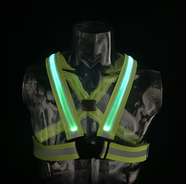 LINLI APP Controlled High Visibility Ultralight Night Running Cycling Glow Adjustable Belt Elastic Reflective Safety LED Vest