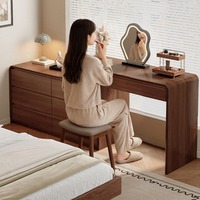 Nouveau modèle 2026 : Coiffeuse moderne en bois massif avec éclairage, combinaison de commodes et armoire de rangement de chevet pour chambre à coucher