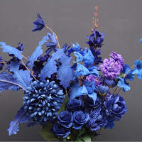 Arrangement floral de mariage en soie artificielle bleu royal de qualité supérieure pour arche, centre de table, décoration résistante à la décoloration, approvisionnement en gros