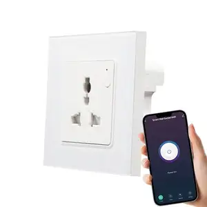 Tuya smart Wifi 16A wall socket three hole universal socket, wireless smart home wall socket with switch