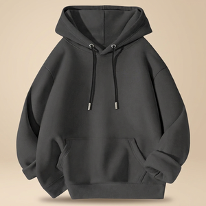 Men's Style Minimalist <b>Hooded</b> <b>Fleece</b> Pullover Sweatshirt Polyester/Cotton 300g Fabric Weight Solid Lining Loose Fit Winter - Product Image 2