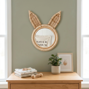 Espejo de Pared con Marco de Ratán Moderno Hecho a Mano para la Decoración de la Habitación de Bebés y Niños y la Sala de Estar, Diseño Duradero y Ecológico - Product Image 1