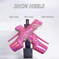 Talons Botine Femme 20CM Sexy Roman Peep Toe Pole Dance Chaussures Femmes Bottes Talons Minces Anti-Glissant Printemps Été Hiver