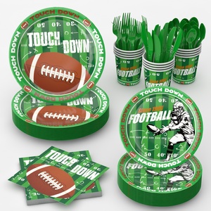<span class=keywords><strong>Ensemble</strong></span> de vaisselle et serviettes de fête à thème football et dessin animé, très populaire pour les anniversaires - Product Image 1