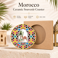 Sous-verre en céramique souvenir touristique du Maroc, style vintage marocain, rond, personnalisé, sur mesure, ODM, vente en gros
