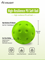 Balle de pickleball silencieuse en mousse PU, anti-bruit, rebond élevé, souple, 74 mm, 30 g, pour entraînement et décompression en intérieur