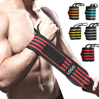 Sangles de poignet en coton avec logo personnalisé, élastiques, respirantes, pour la musculation, avec fermeture auto-agrippante, bande de soutien pour la musculation