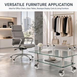 Roulettes pivotantes pour meubles avec frein, tige filetée en acier inoxydable de 50 mm, roue en polyuréthane, design moderne, pour la maison et le bureau - Product Image 6